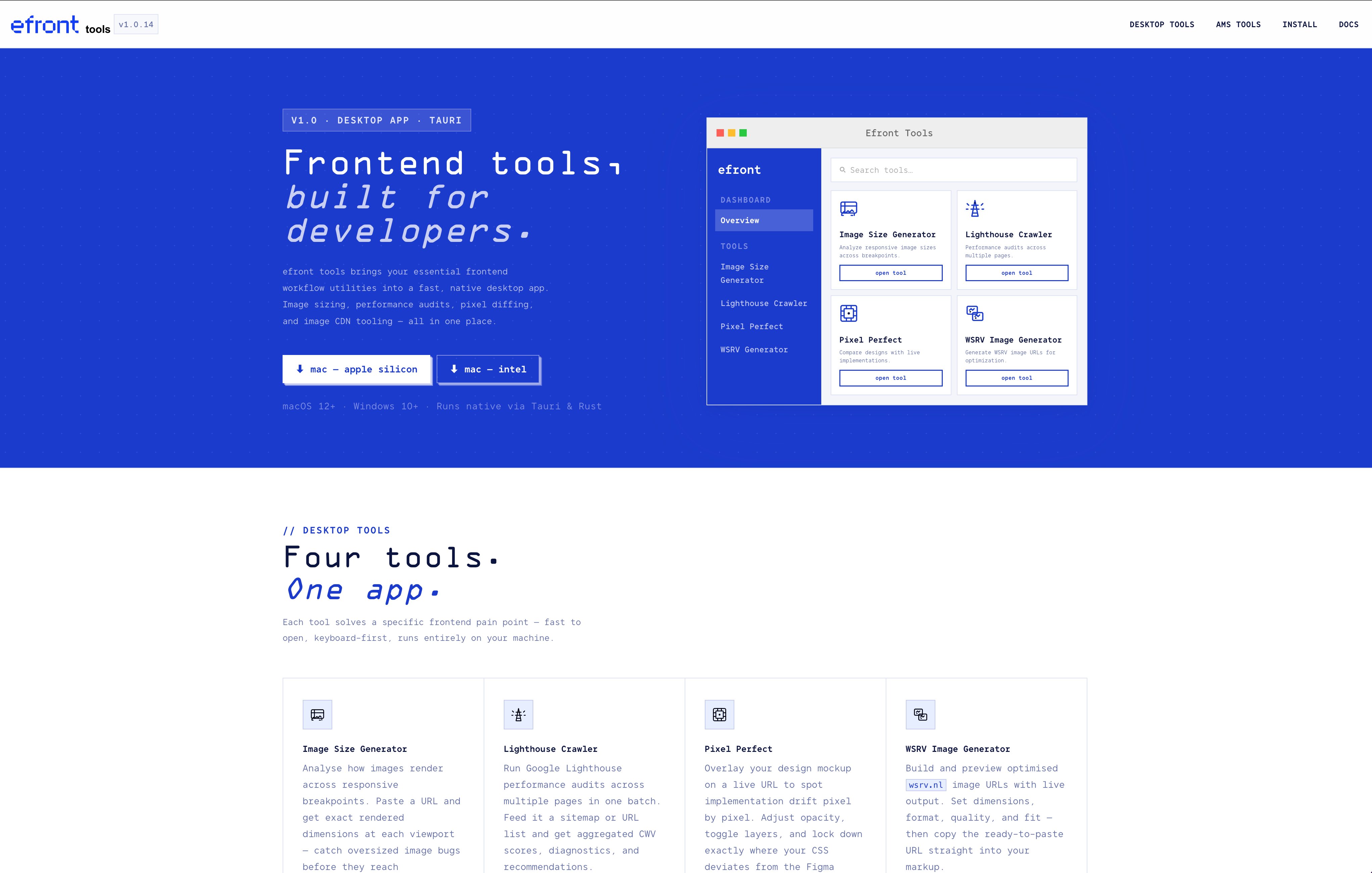 Efront Tools desktop application